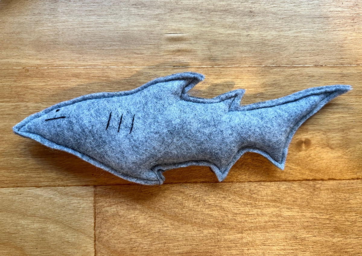 One Catnip & Silvervine Shark Cat Toy whiskstowhiskers